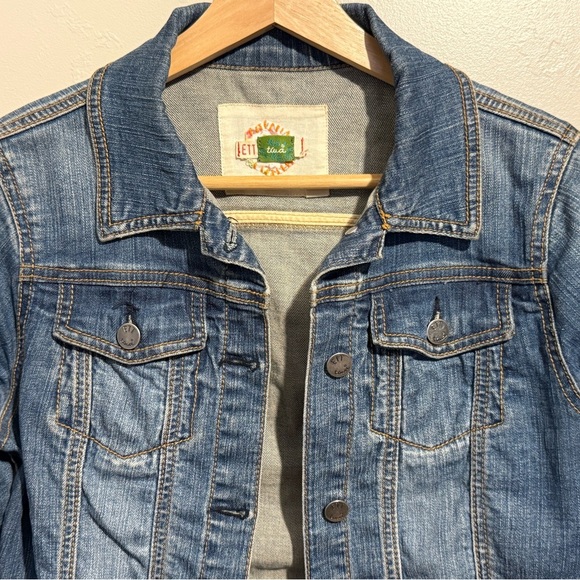 Ett Twa Anthropologie Denim Jean Jacket Cropped Casual Cute Y2K Chic Classic Sm. - Picture 11 of 13